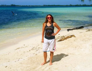 Celebrating my scuba success in Water Cay on the last day. 