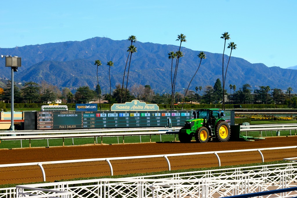 Tractors clearing the track before the races began.