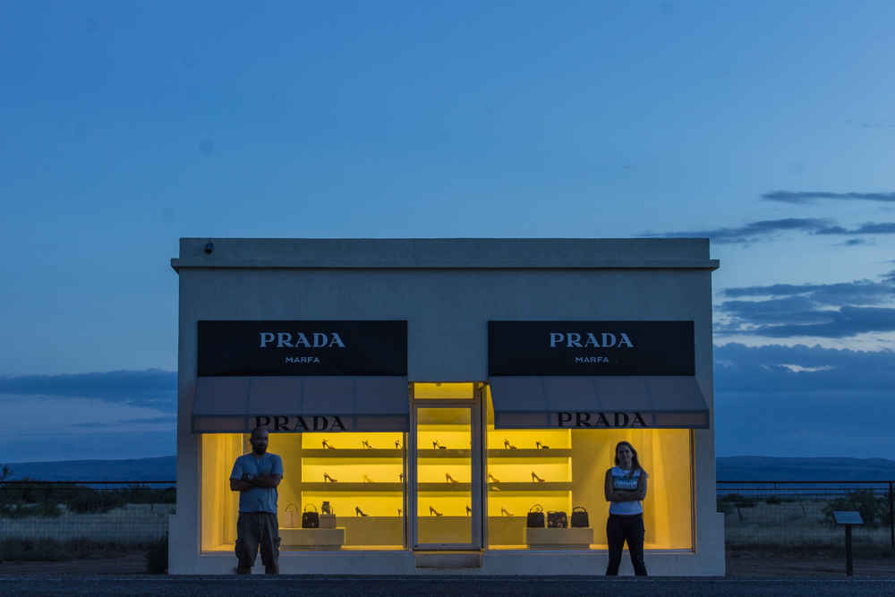 The Prada Marfa art installation just outside of Marfa, TX. 