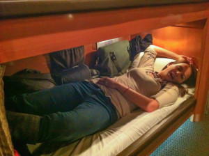 Collapsing in a tour bus after a 16 hour day.....TV is glamourous. 