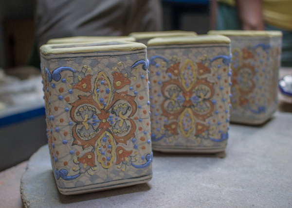Talevera tile that has been glazed and hand painted and now awaits it's second firing. Visiting one of the nine official talavera workshops was one of the highlights in Puebla this week!