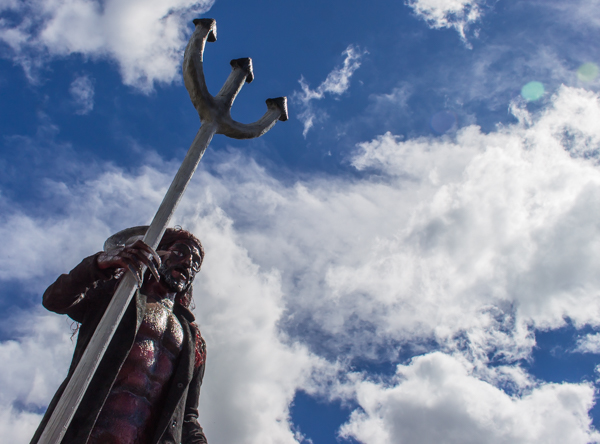 December 7th is the official day for the "Burning of the Devil" in Guatemala. In one of the main squares, a sculpture of the devil is burned in a giant bonfire to represent the cleansing of evil before the holy Christmas season. I snapped this photo of him earlier in the day, before he met his fire-y fate!