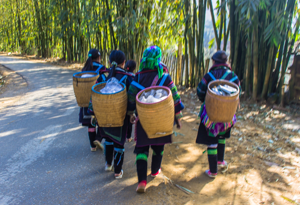 Following the lovely Hmong ladies to their village. 