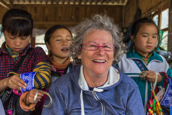 The pushy local girls hassling Trish, one of my fellow trekkers. 
