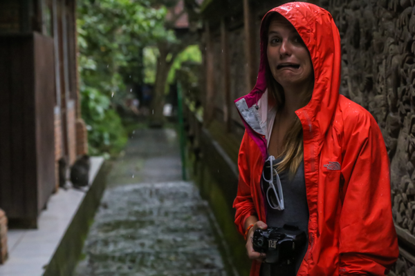 Me when I realized these monkeys meant business, and were not against jumping on you and searching your bag and pockets for food!