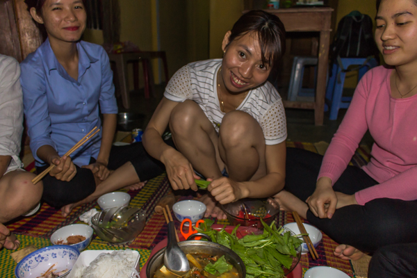 Bong at her dinner party.