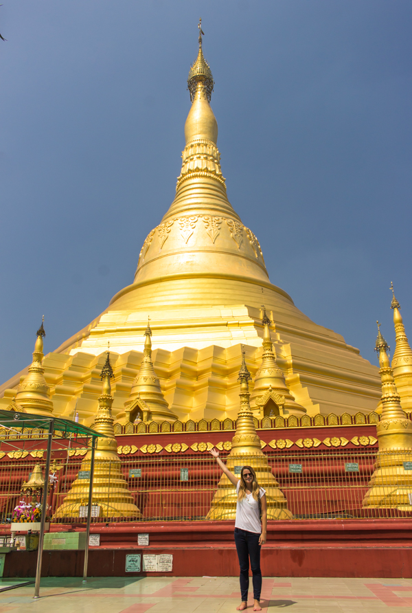 My first pagoda in Myanmar, near Twantay, a village outside Yangon. So bright you couldn't look straight at it in the sun!