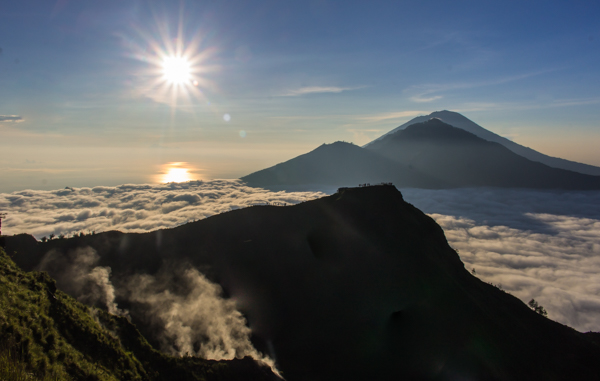 After watching the sunrise, we hiked around the rim of the volcano, where we could see people still on the other side where we'd watched the sunrise. 
