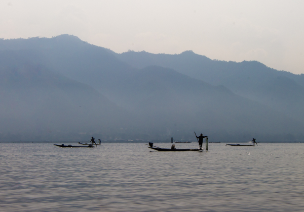 Actual fisherman on Inle Lake. 